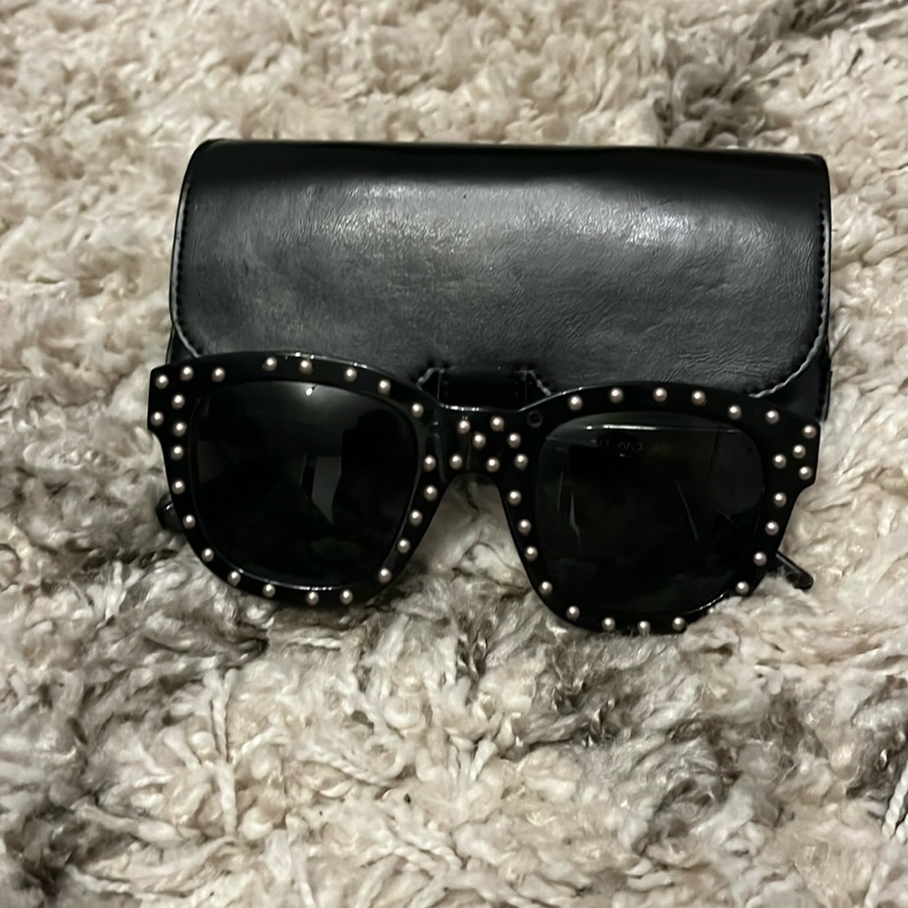 Saint Laurent Surf studded Lou sunglasses. Black lenses.